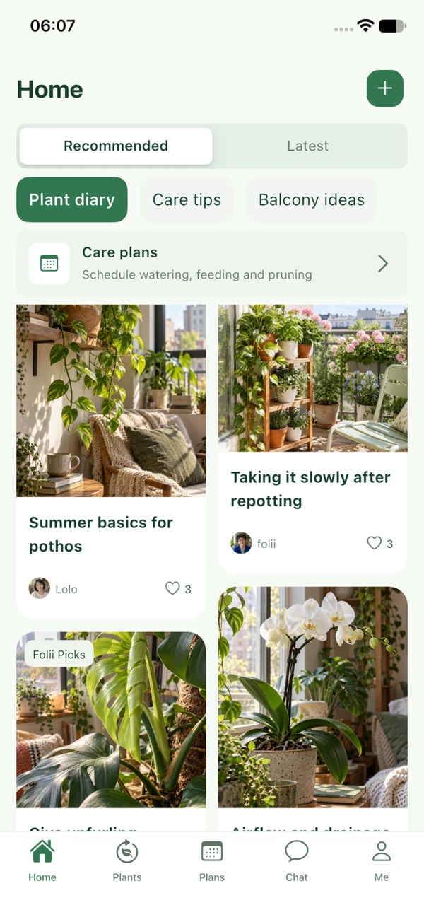 Folii Home with plant stories and care inspiration